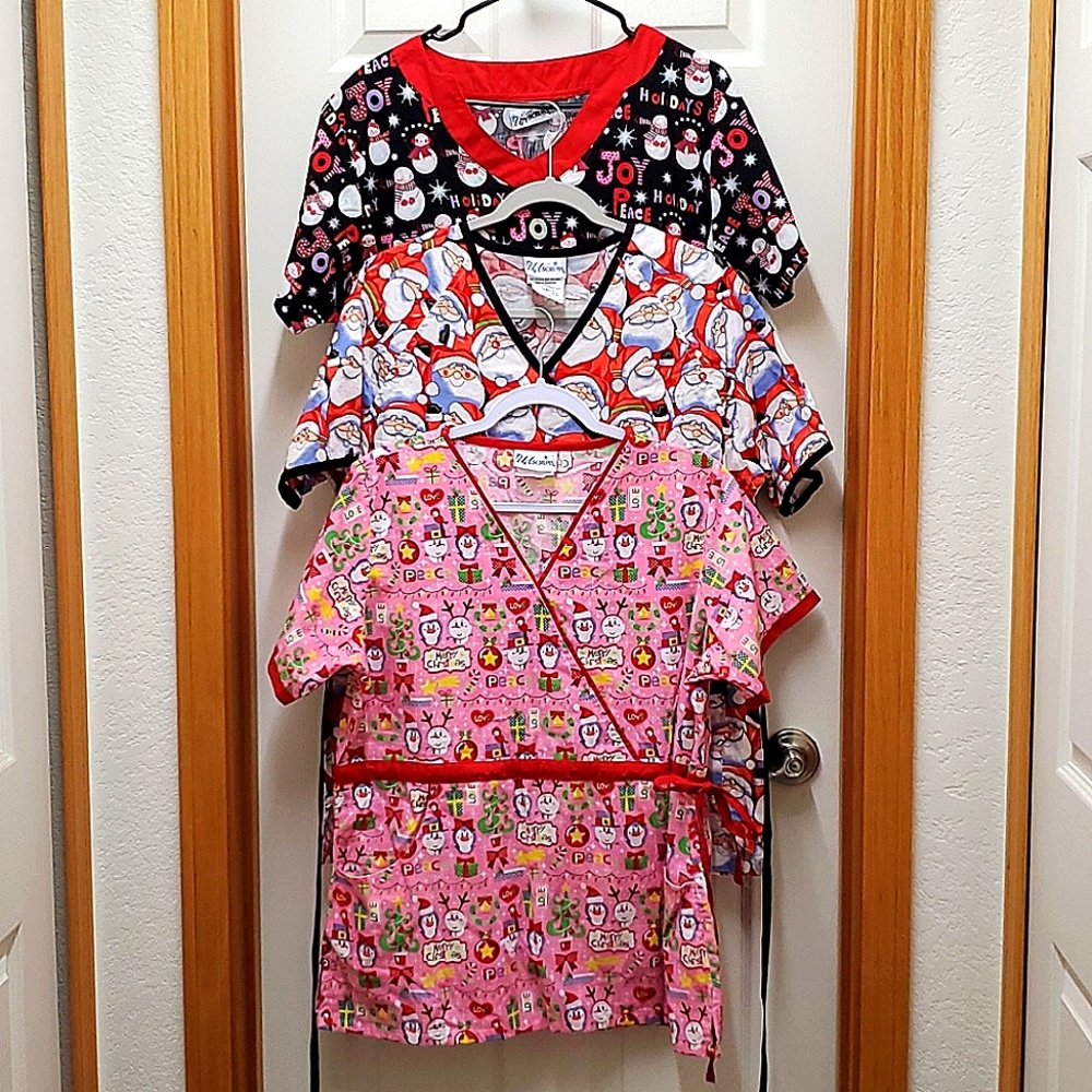 3 cute UA Uniform Advantage Christmas Scrub Tops